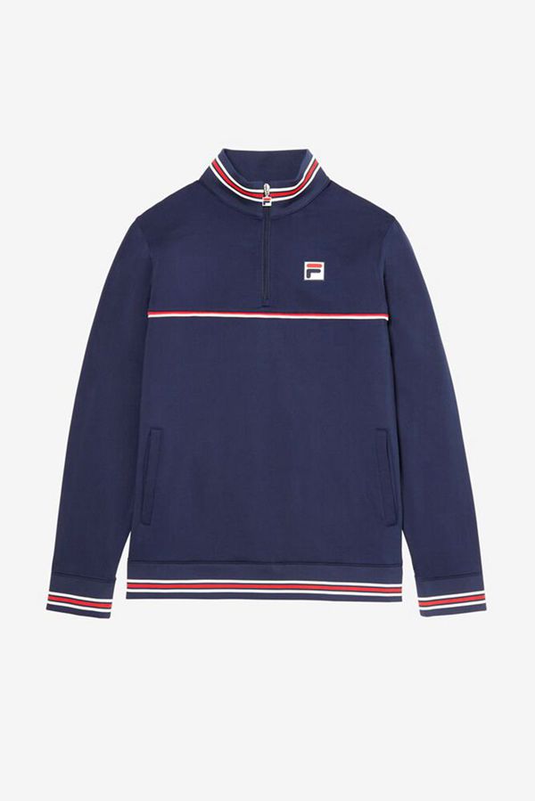 Chaquetas Fila Hombre Azul Marino / Rojas / Blancas - Manga Larga Navy Tennis Pullover - España 0624